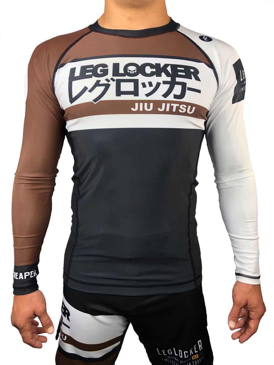 LegLocker V2. Brown Long Sleeve Rashguard LegLocker JiuJitsu Apparel
